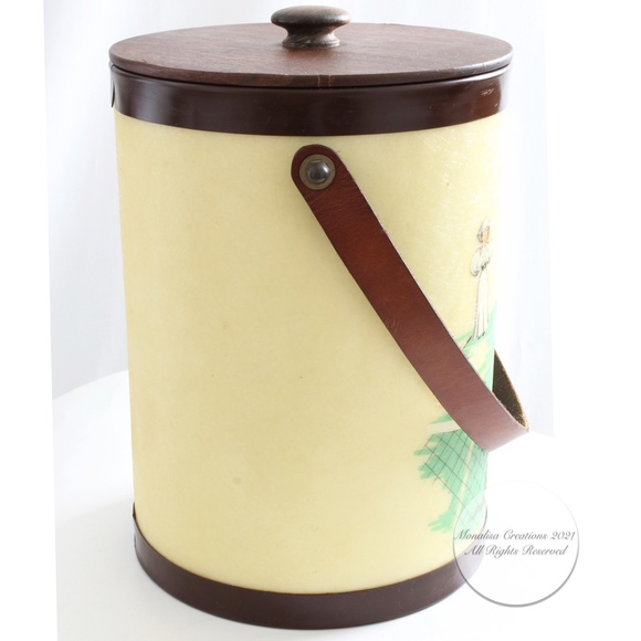 Mid Century Ice Bucket Bacova Guild Hand Made XL Tennis Player Swatting Flies - Picture 7 of 13